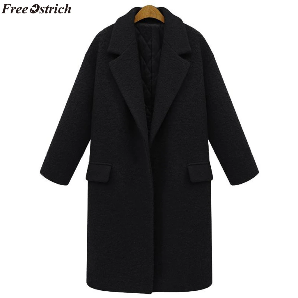 SAGACE New Autumn Winter Blends Plus Coat Turn-Down Collar Elegant Double Breasted Women Long Coat Female Casual Coat Tops