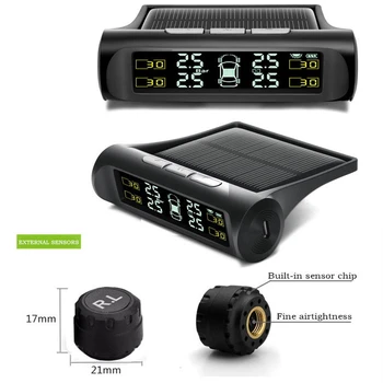 

Solar Power Car TPMS Wireless Tire Pressure Monitor Alarm System LCD Display