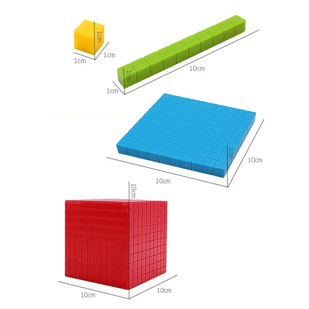 Plastic Learning Resources Base Ten Set - Decimal Group Early Educational Montessori Math Materials for Toddlers Preschool Kids