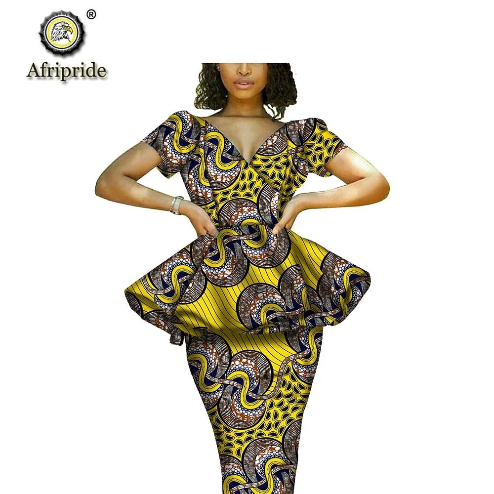 Африканский комплект из 2 предметов для женщин, Дашики, Топы+ юбка с принтом, комплект одежды Анкара, восковая блузка, рубашка AFRIPRIDE S1926004 - Цвет: 581