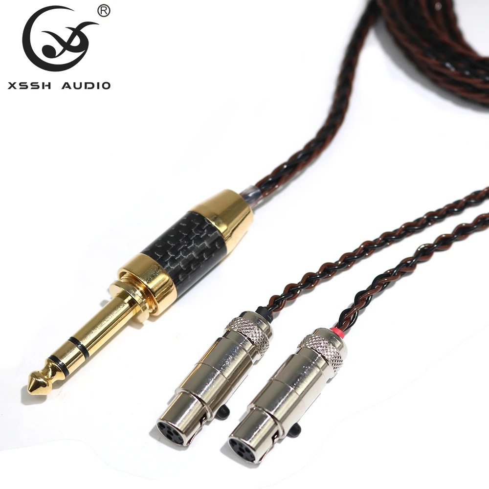 4 pins mini XLR to 1 4 6 35mm 6 5mm stereo plug Cables XSSH audio YIVO pure silver Headphone Earphone Extension Cable Wire Cord