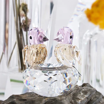 

H&D Crystal Love Birds Figurines Art Glass Animals Paperweight for Home Table Decor Wedding Favors Souvenir Collectible Gift