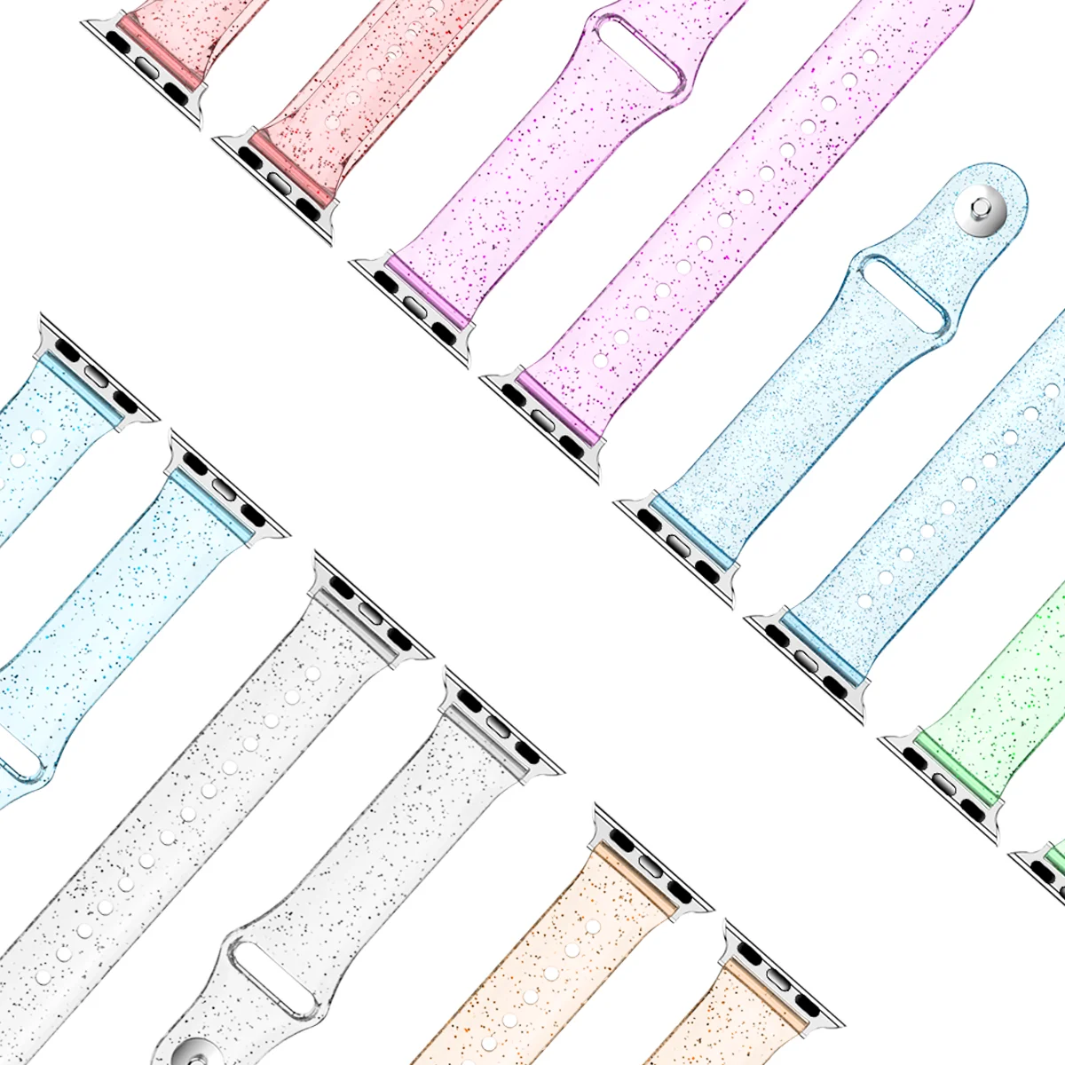 Soft Silicone Bands for Apple Watch Strap 45mm 41mm 44mm 40mm42mm38mm Glitter Women Sports Wristband for iWatch 7/6/5/4/3/2/1/SE