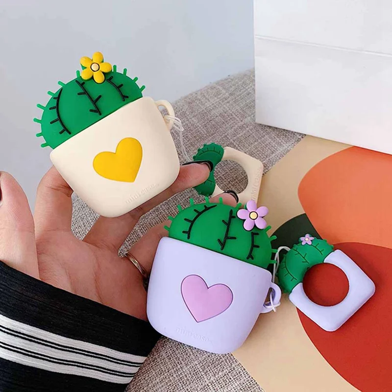 Мягкий силиконовый чехол с симпатичным КАКТУСОМ для наушников Airpods 2 1