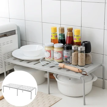 

White Organizer Storage Shelf Home Closet Adjustable 1Set For Kitchen Rack Space Plastic Gray