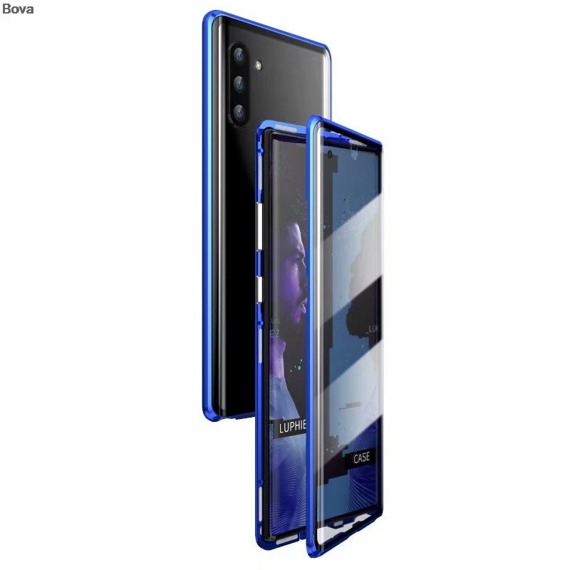 Luphie Роскошный ультра тонкий алюминиевый бампер чехол для samsung Galaxy Note 10 и Note 10+ Note 10 Plus чехол - Цвет: Синий