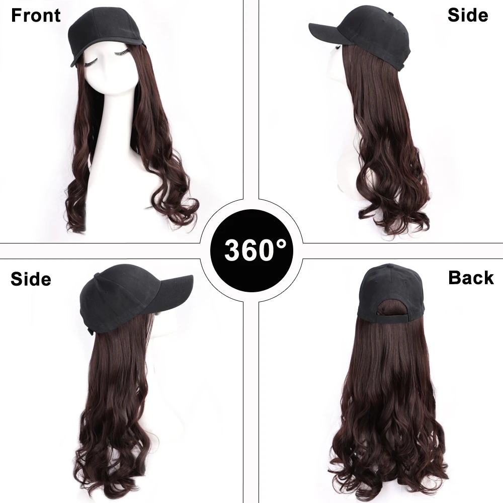 22 дюйма длинные афро кудрявые прямые бейсбольные кепки волосы для наращивания Волнистые Синтетические наращивание для девочек вечерние Intergrate cap парик для волос