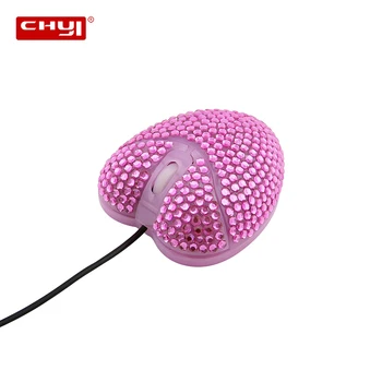 

CHYI Wired Pink Love Heart Diamond Mouse USB Optical Mice 1000 DPI PC Compter Ergonomic Mause For Girls Kids PC Laptop Notebook