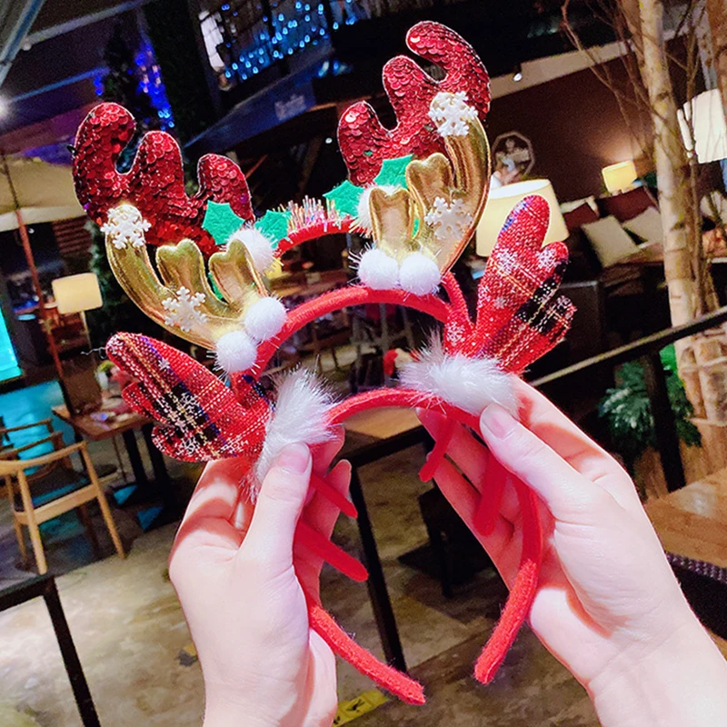 

Christmas Headband Fancy Hat Reindeer Antlers Santa Xmas Kids Baby Girls Adult Hairwear Christmas Hair Accessories Dropshipping
