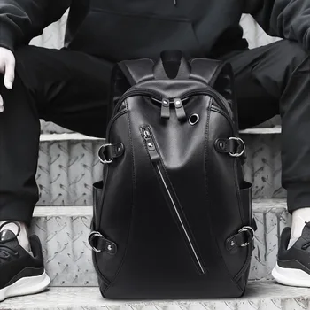 

Stylish Backpack Unisex Solid Bookbag Computer Interlayer Bag Large Capacity Hip Hop Popular Brand Travel Sac Black Backpack