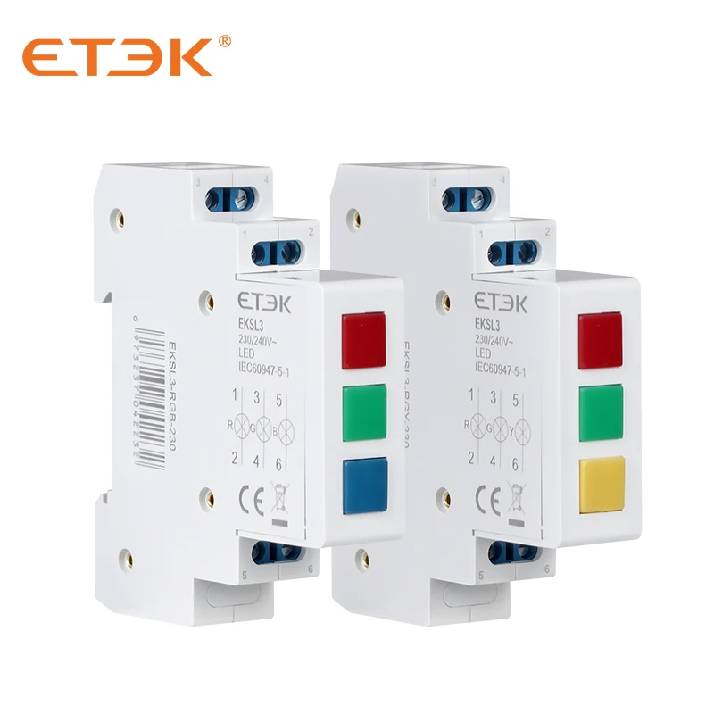 ETEK Din Rail Mount LED Modular Signal Lamp Red Green Yellow Blue AC 220V 230V Industrial EKSL3