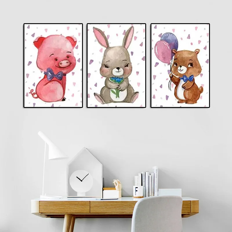 Скандинавский современный стиль Мультяшные животные поросенок кролик белка