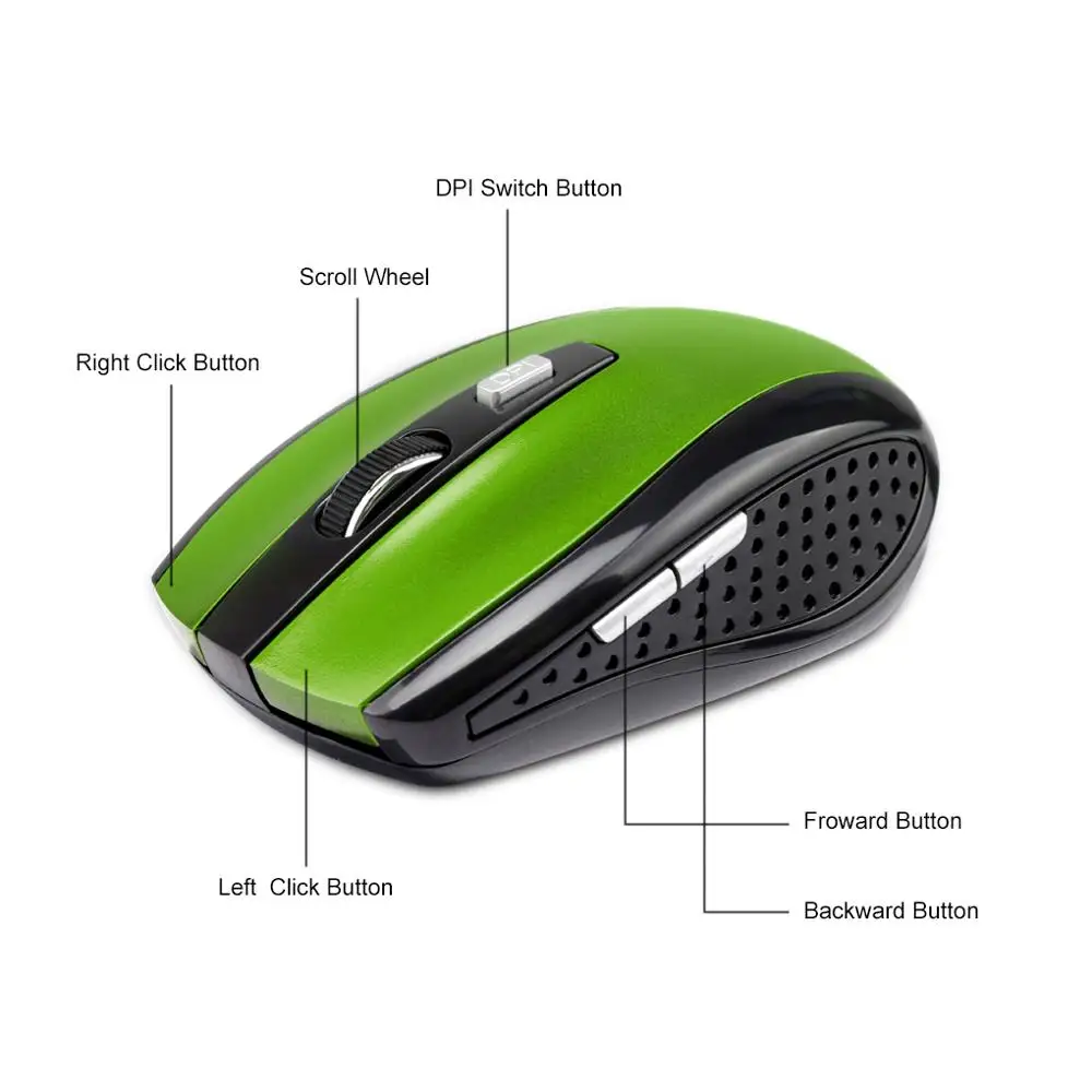 Wireless Gaming Mouse 2.4GHz 6 Buttons Adjustable DPI