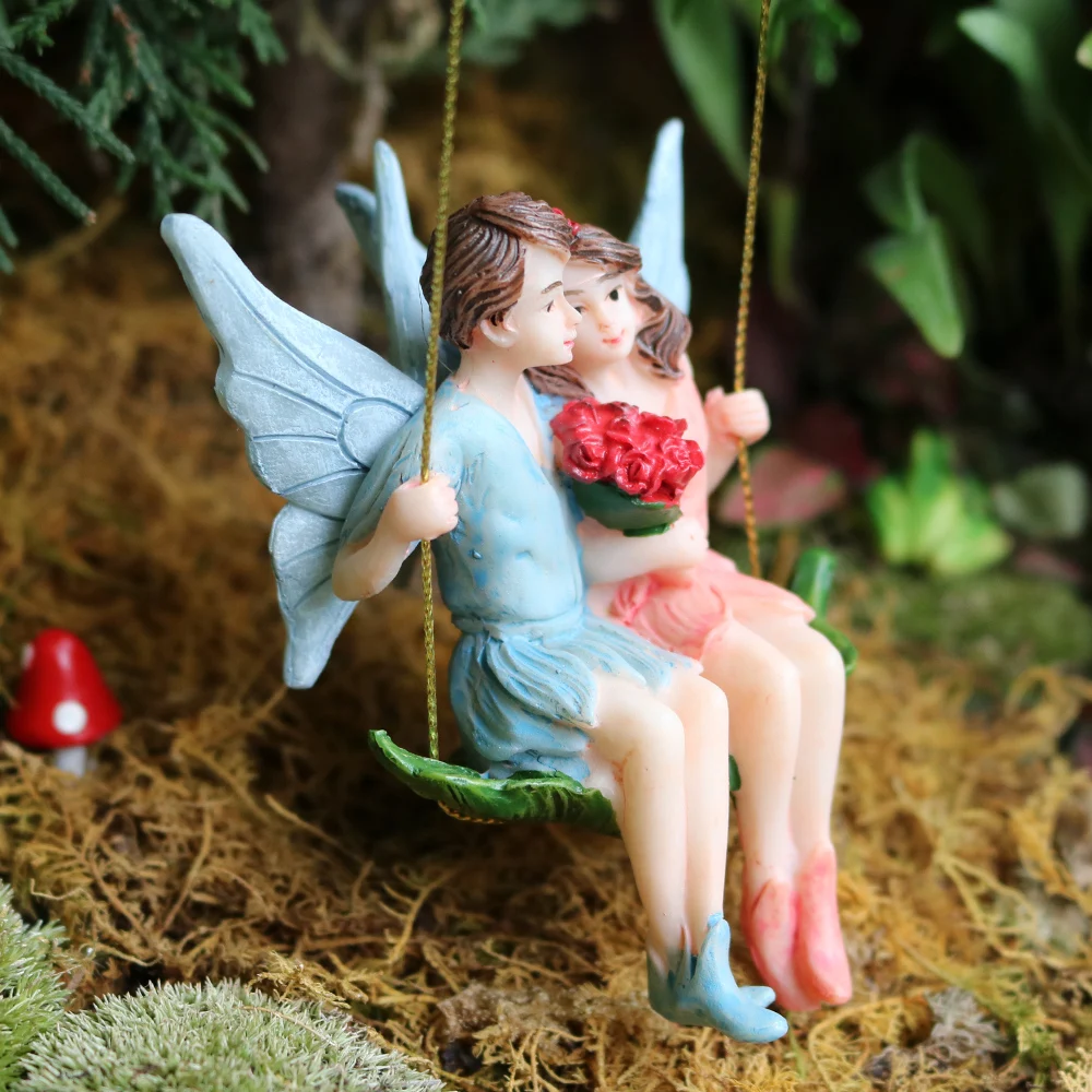Couple Fun Garden Resin Ornament Fairy Elder Figurines Ornaments Home Decor 