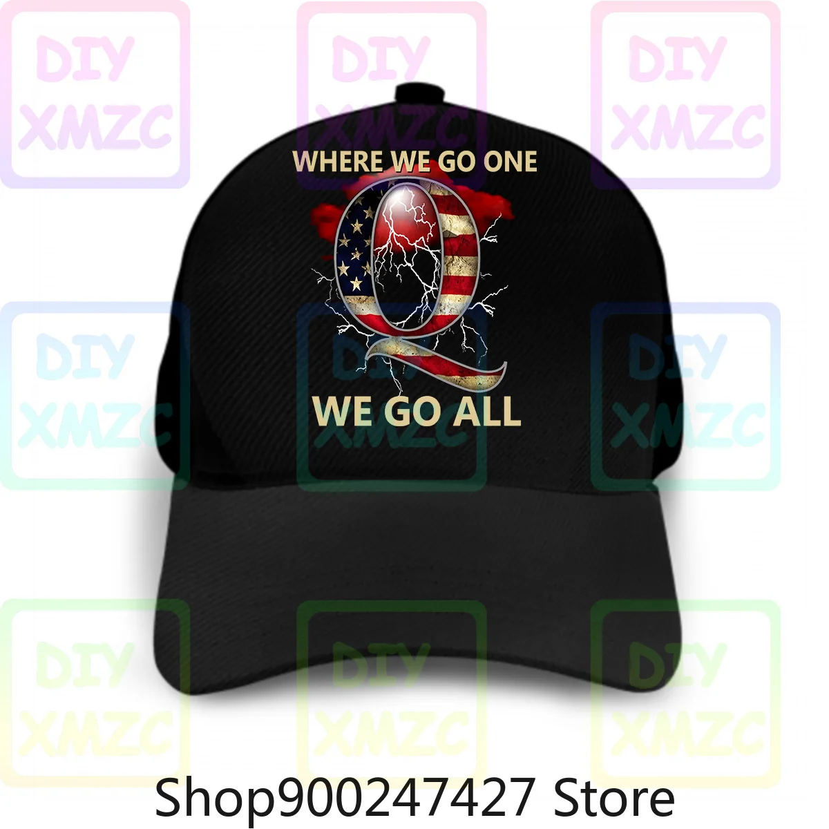 Where We Go Baseball Cap One All Qanon Letter Q Usa Flag Black Hats | Аксессуары для одежды