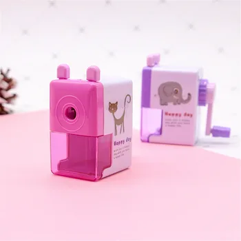 

1PC Cute Cartoon Pencil Sharpener Kawaii Stationery Student Hand Crank Pencil Cutter School Office Supplies Cartoon Cat Elephant