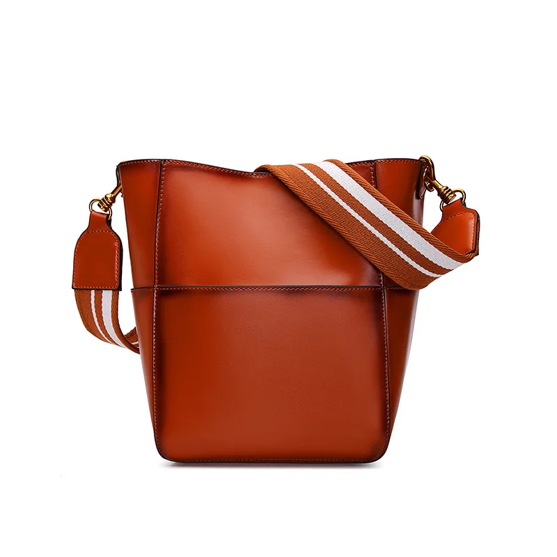 

Top quality designer brand new genuine cowhide leather women bucket handbag vintage luxury shoulder bag tote purse pt07