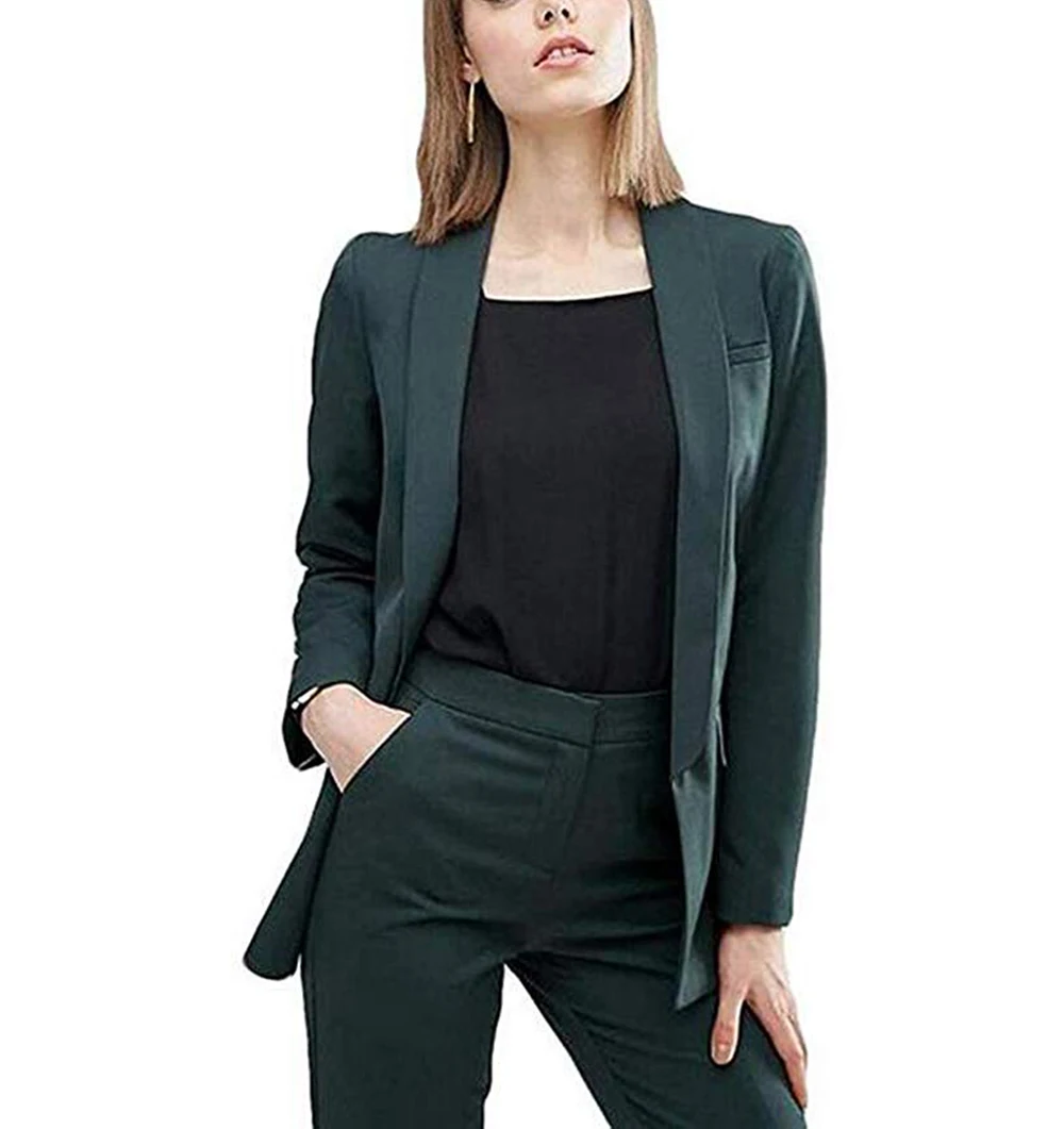 Women Suits Winter Formal Business Notched Lapel  Uniform Office Suits for Women Jacket and Long Pant women s work wear suit women black navy blue uniform design pant suits office lady business formal 2 piece set blazer and pants