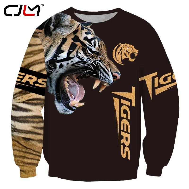 

CJLM Men Harajuku Casual Sweatshirt 3D Printed Tiger Pattern Fashion Pullover Male Full Sleeve Round Neck Plus Size Clothes Tops
