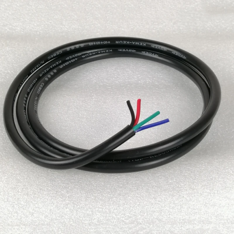 구리 와이어 도체 전기 RVV 케이블, 블랙 소프트 피복 와이어, LED 연장 케이블 와이어 코드, 18AWG 20 AWG, 4..