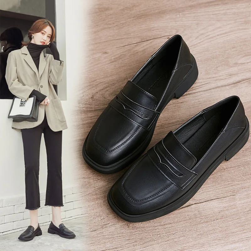 

Small Leather Shoes Women's 2020 Spring New Style WOMEN'S Shoes Retro England Wave Versatile Online Celebrity Thick Bottomed Sho