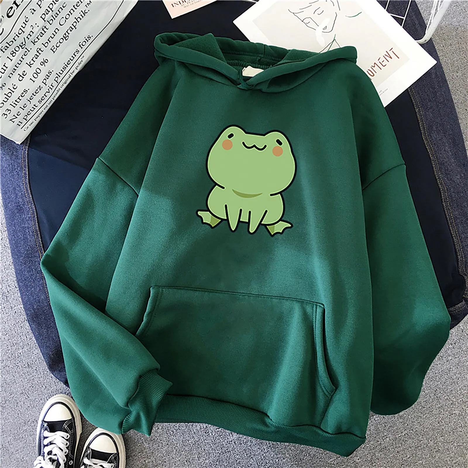 Moletom feminino fofo com capuz de manga longa Dinossauro Skateboarding  Frog pulôver tops roupas kawaii grandes, Roxo - 2, Small