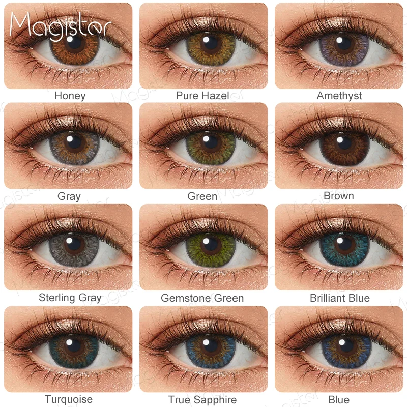 Lentillas de colores para ojos, 3 tonos, azul, marrón, 2 uds.