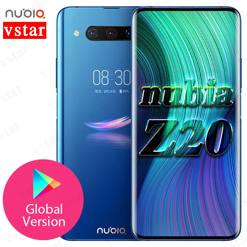 Мобильный телефон zte Nubia Z20 с глобальной версией, 6,42 дюймов, двойной экран, 8 ГБ, 128 ГБ, Восьмиядерный процессор Snapdragon 855 plus, Android 9,0