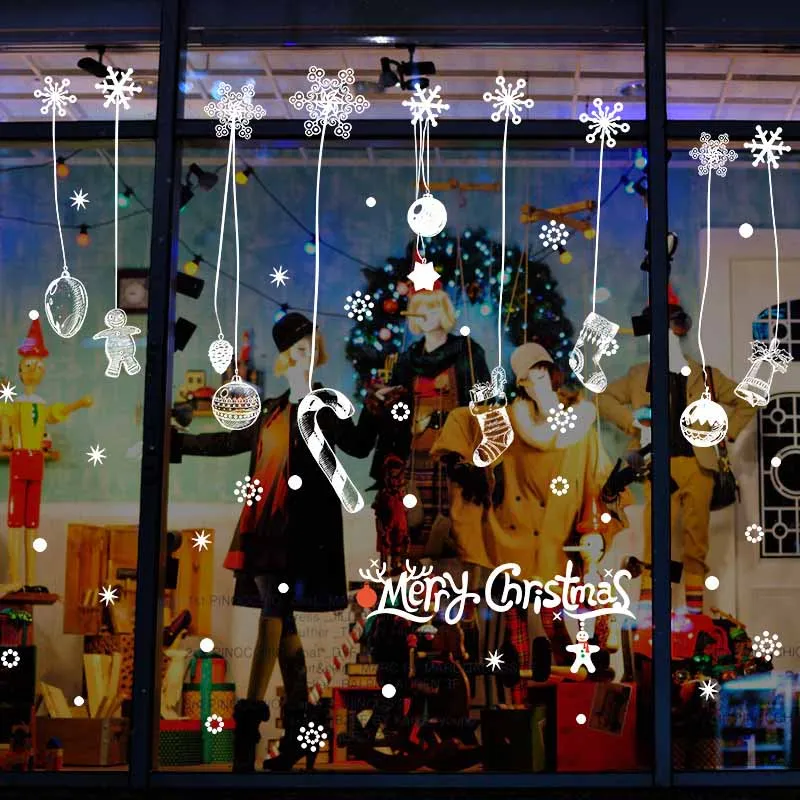 

Christmas Wall Stickers Shop Window Glass Decor PVC Christmas Decorations For Home DIY Sticker Mural Art Decals XL833