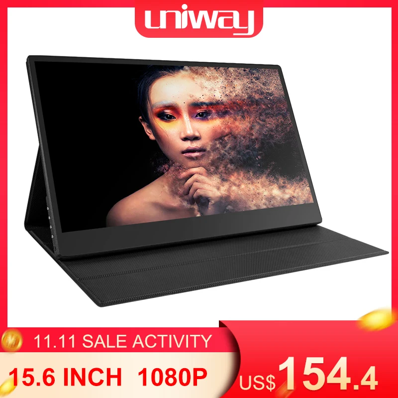 Тонкий портативный ЖК hd монитор Uniway 15 6 usb type c hdmi для ноутбука телефона xbox
