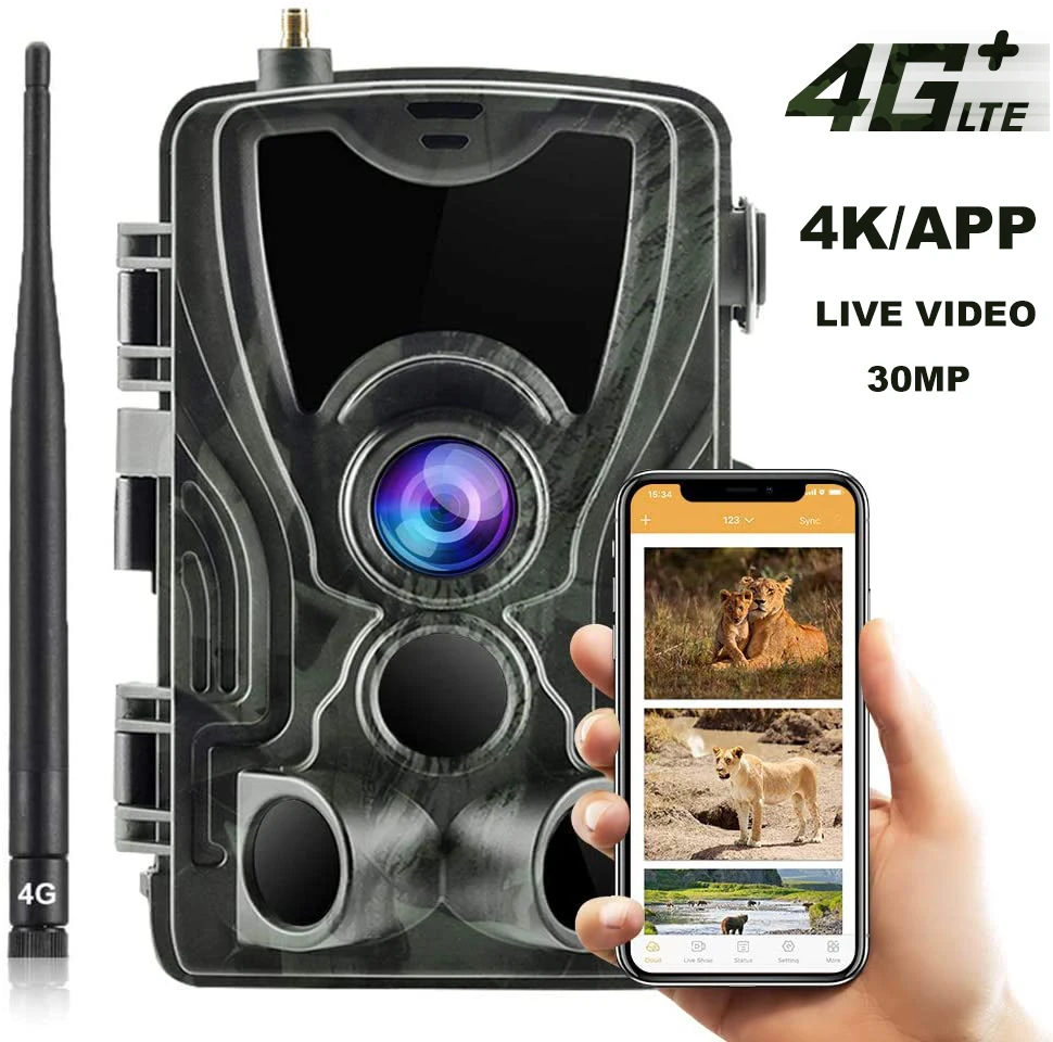 Бесплатное приложение облачная служба 4G Trail Camera 4K/2K прямая трансляция дикой природы Охота видеонаблюдение потоковая медиа камера s HC801PRO 30MP