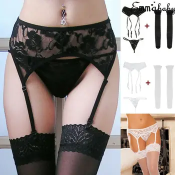 

Sexy Women Lace Suspender G-String Garter Belt+Stockings Lingerie+Set Underwear