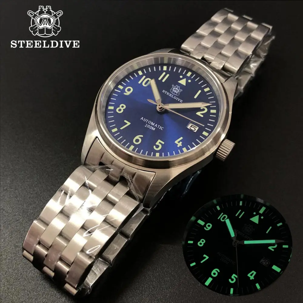 Часы Steeldive Pilot автоматические механические часы дайвинга C3 светящиеся мужские с