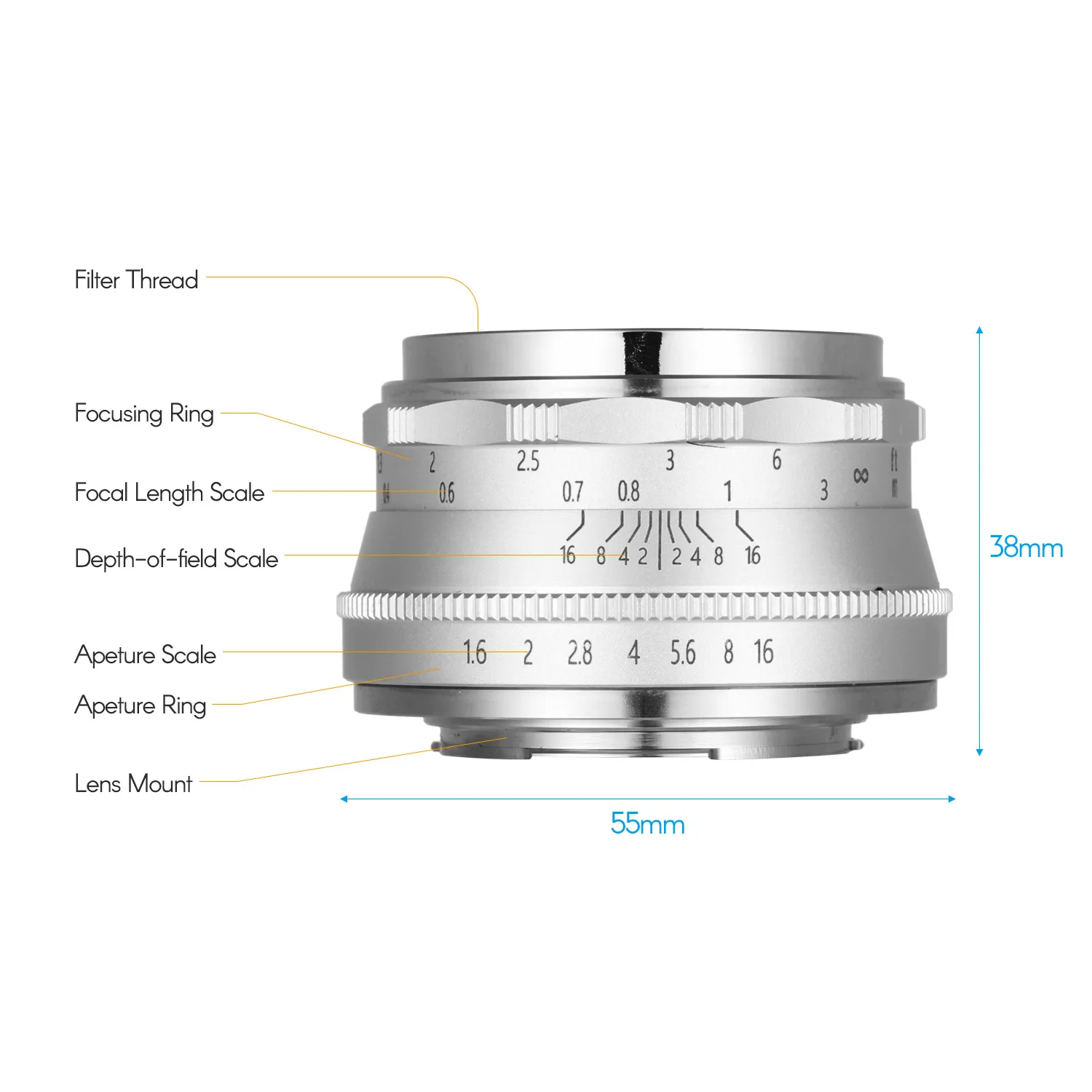 Andoer 35 мм F1.6 ручная фокусировка объектива Большая апертура объектива для Canon M1/M2/M3/M5/M6/M10/M100/M50 EOS M-Mount камеры