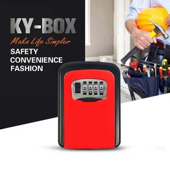 

Key Lock Box Wall Mounted Aluminum alloy Key Safe Box Weatherproof 4 Digit Combination Key Storage Lock Box Indoor Outdoo