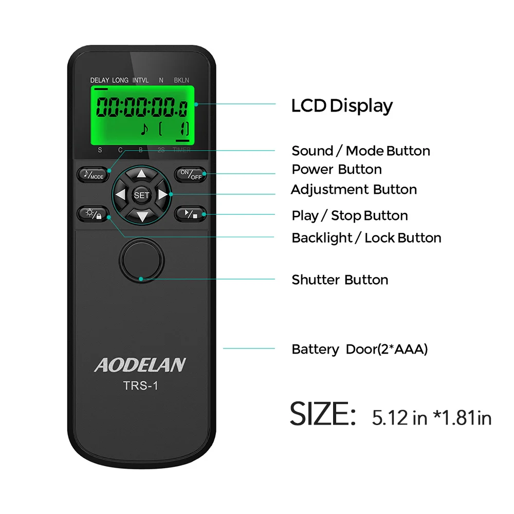 AODELAN TRS-C6 LCD Time Shutter Release Remote Control for Canon EOS R6 R M6 II M5 90D 250D 800D 600D 700D 500D 30D Rebel T4i camera remote shutter button,camera remote shutter release