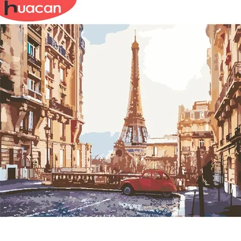 

HUACAN DIY Painting By Number City Hand Painted Paintings Art Drawing On Canvas Gift Pictures By Numbers Tower Kits Home Decor