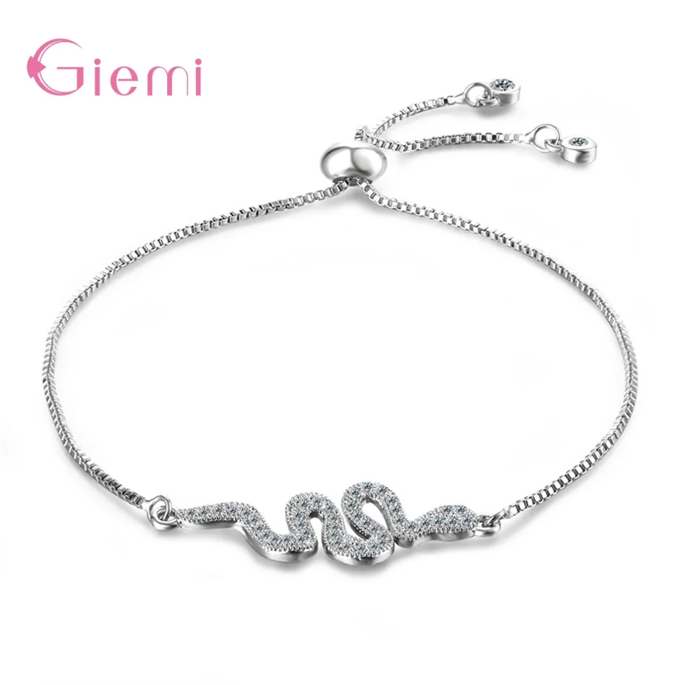 Трендовый 925 пробы Серебряный наручный браслет-цепочка регулируемые ювелирные изделия для женщин Zrcon подвеска в виде змеи браслет орнамент