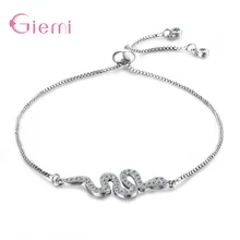 Трендовый 925 пробы Серебряный наручный браслет-цепочка регулируемые ювелирные изделия для женщин Zrcon подвеска в виде змеи браслет орнамент