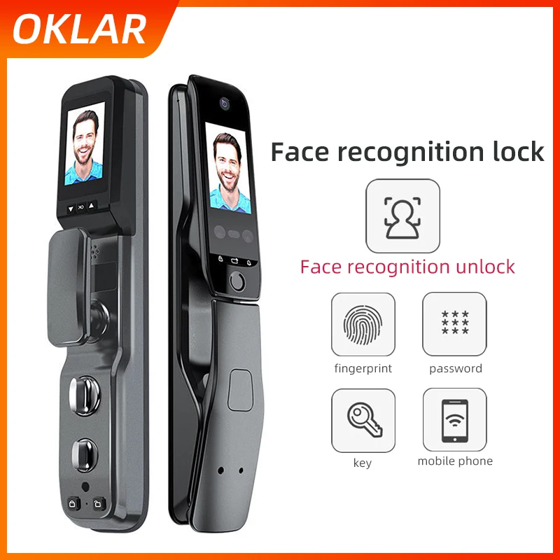 

Умный дверной замок OKLAR, цифровой замок с разблокировкой по отпечатку пальца, со сканером отпечатка пальца, для улицы, с ключом с паролем