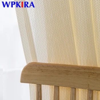 

Nordic Fishbone Curtain Tulle Semi-shade Window Screen Hollow Jacquard Curtain for Living Room Balcony Tulle Drapes Cortinas AD3