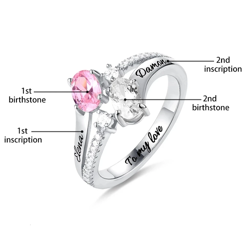 StrollGirl, новинка, персонализированный камень по дню рождения, кольцо из стерлингового серебра 925 пробы с гравировкой, кольцо для девушек, уникальный дизайн, кольцо, подарок на день матери