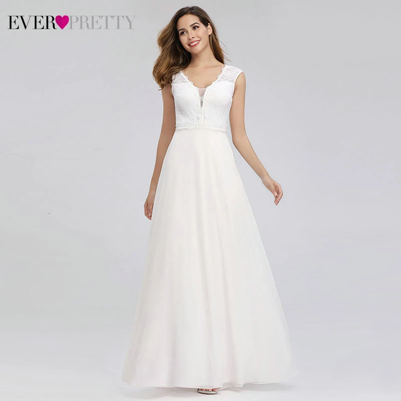 Ever Pretty элегантные кружевные свадебные платья с v-образным вырезом А-силуэта на молнии сексуальные белые вечерние свадебные платья EP00806WH Vestidos De Novia - Цвет: EP00811WH