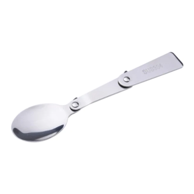 

Stainless Steel Spoon Picnic Tableware Spoon Outdoor Foldable Camping Hiking Cookout Picnic Folding Cutlery Tool Travel White