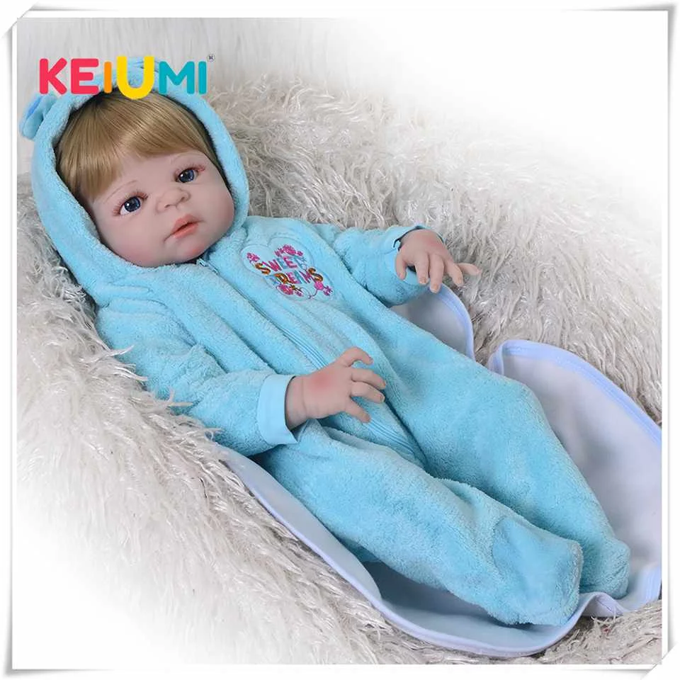 

KEIUMI Newborn Doll 23'' Lifelike Reborn Silicone Doll 57Cm Full Vinyl Realistic Baby Reborn Menino Gold Hair Kid Play Toy Gifts