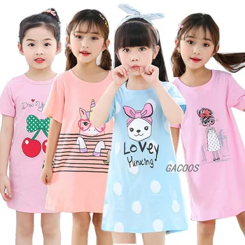 

Girls Clothes Night Gown Cotton Pajamas Summer Unicorn Nightgown Baby Girls Clothes Sleepwear Cartoon Children Sleeping Dress