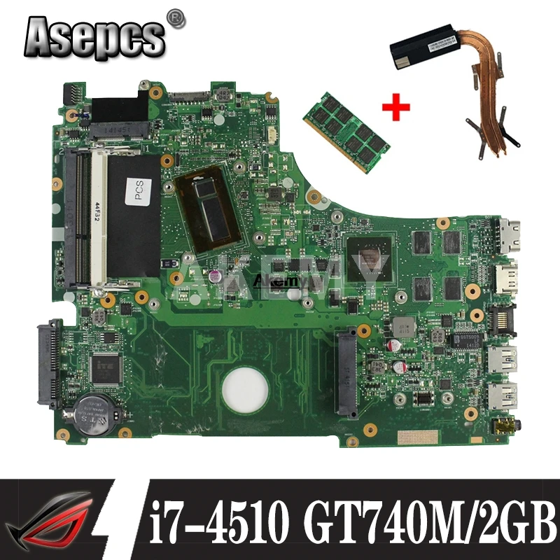 Материнская плата для ноутбуков Asus A750J K750J K750JB X750JB X750JN системная i7-4510/4500 GT740M/2 ГБ