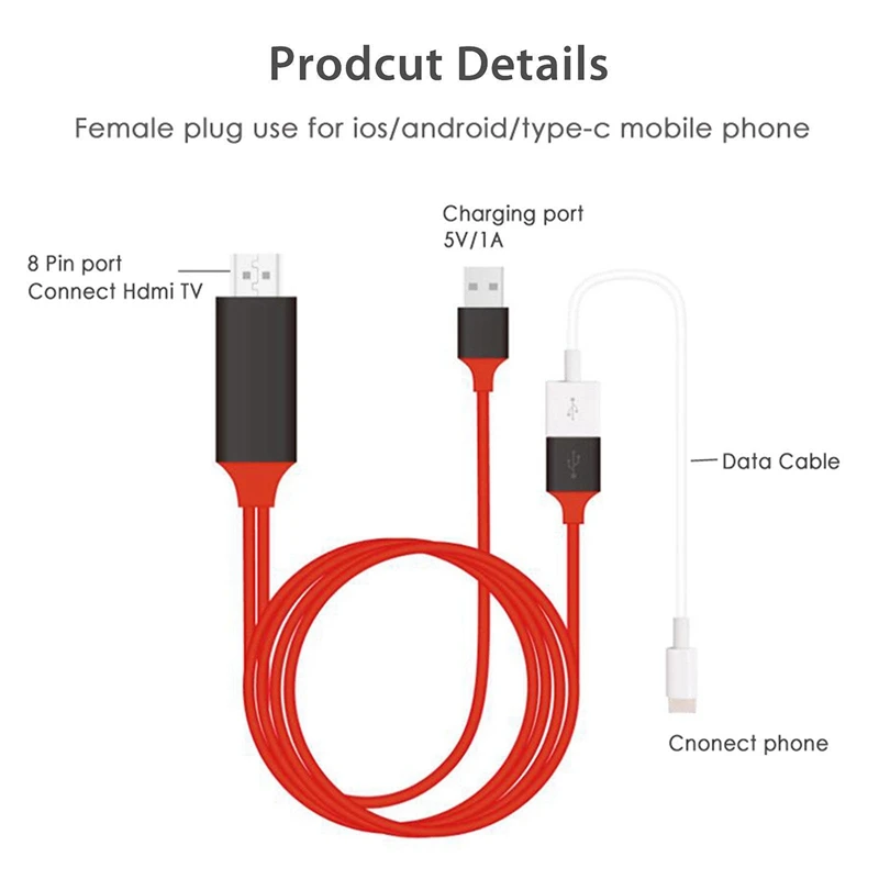 Usb Type C для Apple интерфейс к Hdmi с зарядным кабелем Samsung Galaxy S9 Plus Iphone|Кабели VGA| |