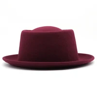 Fashionable Solid Color 100% Wool Felt Pork Pie Hat for Women/Men Curved Brim Crushable Woolen Hats Fedora 1