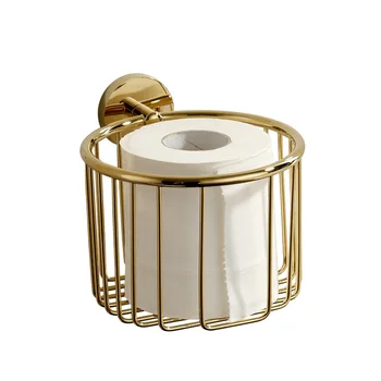 Toilette dorée mural porte-serviettes en papier papier de cuivre panier porte-rouleau de papier toilette papier serviette boîte tanie i dobre opinie NONE CN (Origine) lxl0425 Porte-papiers